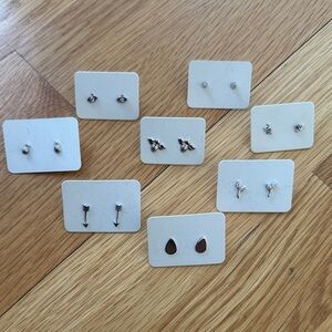 Set of 8 Sterling Silver Stud Earrings